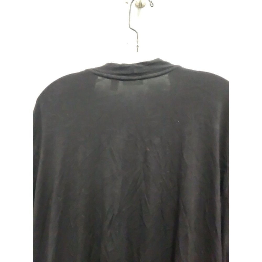 LOGO Lori Goldstein Womens Cardigan Size XL Black Open Front Contrast Hem Jersey - Picture 8 of 9
